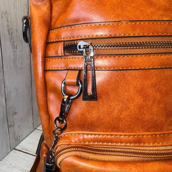 CLUCI Greene Women's Large PU Leather Backpack Purse For Commuting Oil Wax NWOT - Picture 3 of 13